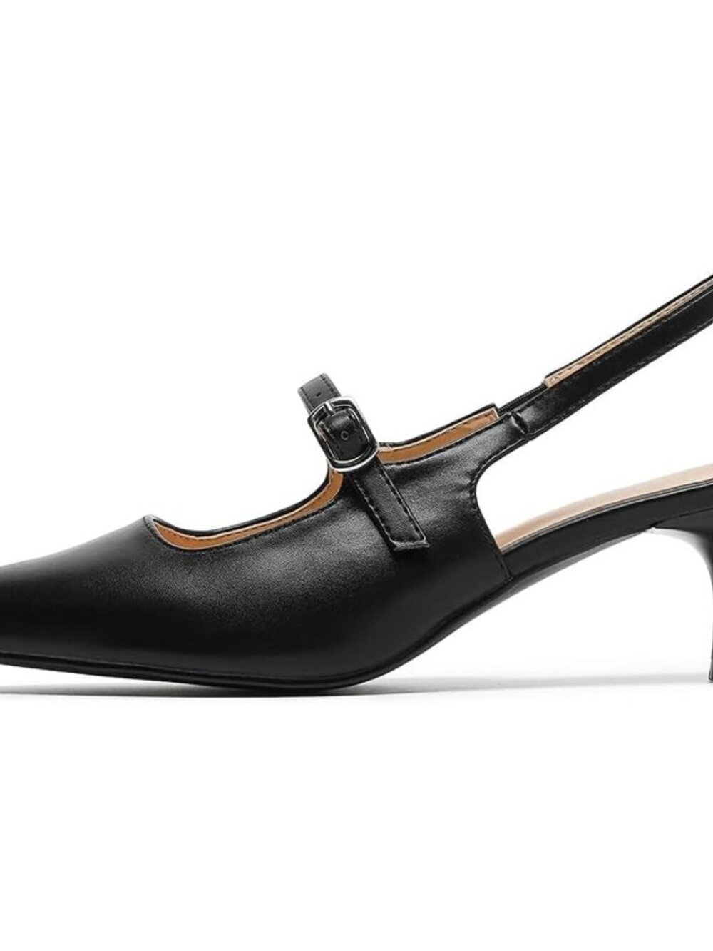 Women’s Pointed Toe Kitten Heel Slingback Pumps Low Heel Dress Shoes for Wedding - Picture 4 of 7